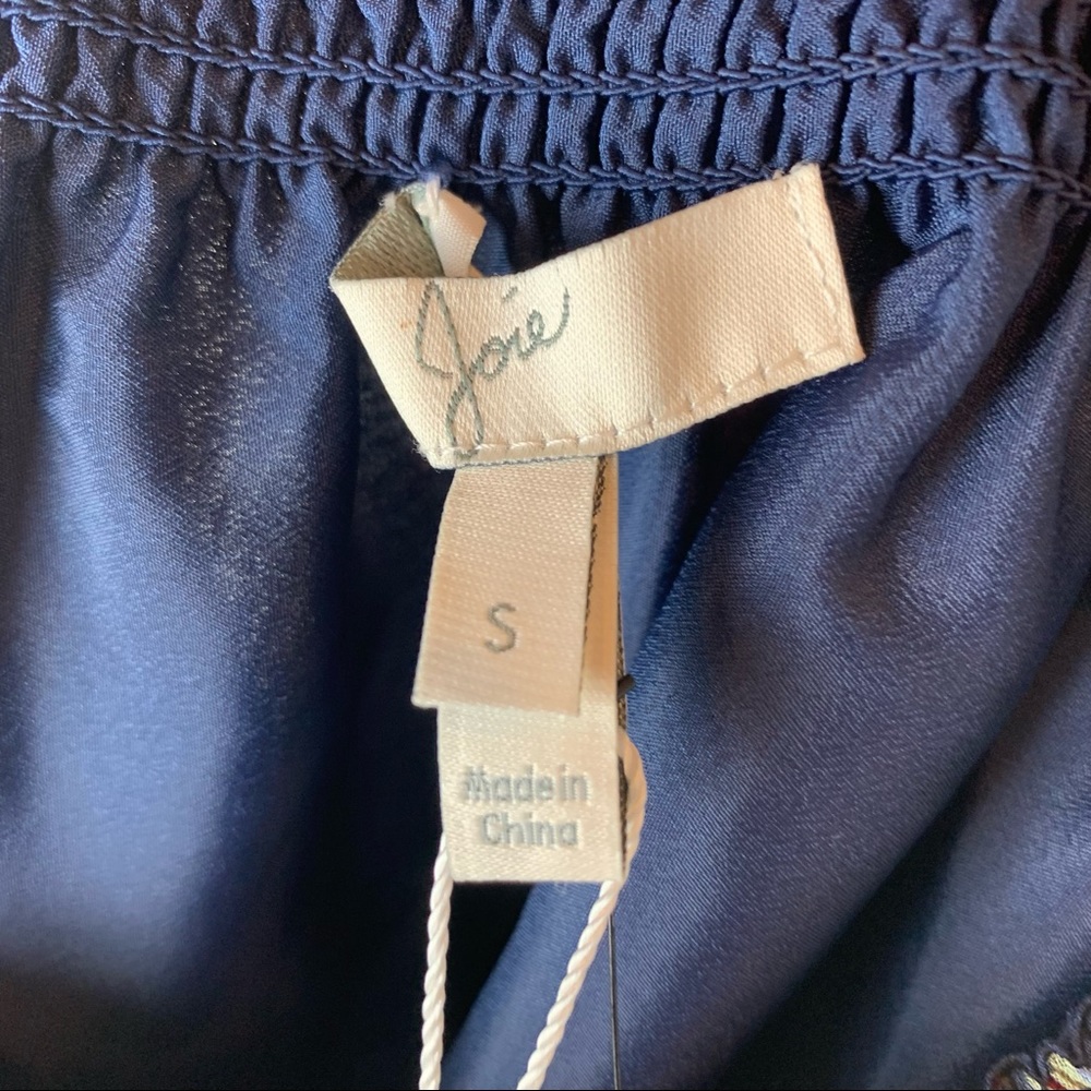 Joie Silk Tiered Turnley Skirt Elastic Waist Navy Blue Floral Small NEW - Picture 7 of 9
